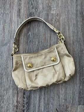 Coach | Poppy Signature Tan/Gold Sateen Shoulder Bag Y2K Preppy 13833